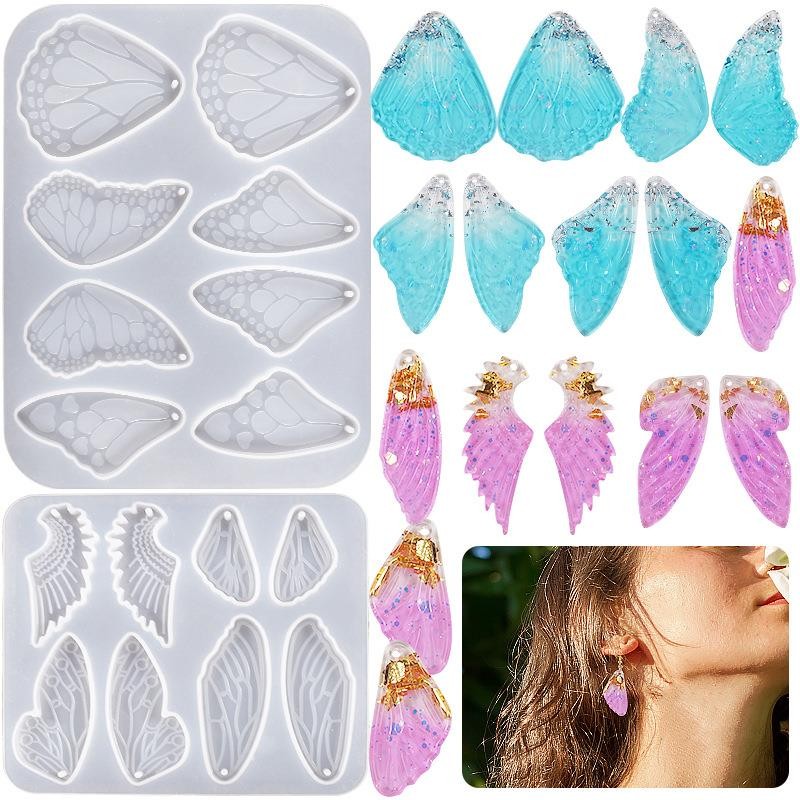 

DIY Butterfly Wing Earrings Pendant Silicone Molds with Hole Jewelry Keychain Necklace Charms Ornament Epoxy Resin Casting Mould