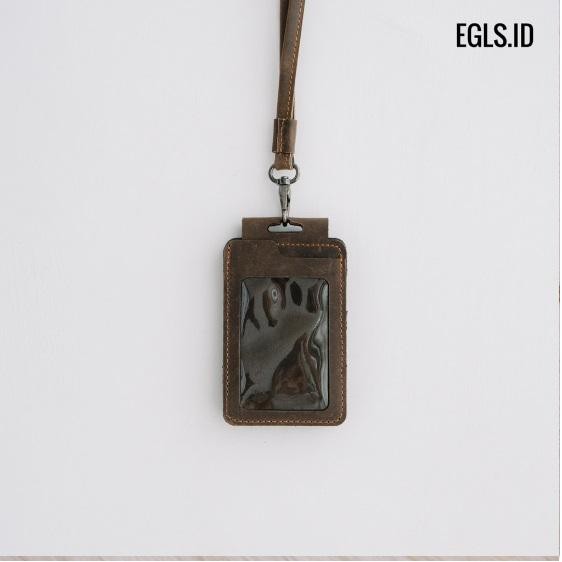 

Id card Name Tag landyard Kulit Sapi Asli Papan Nama Model Kalung - Cokelat
