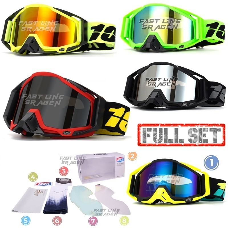 KACAMATA HELM CROSS GOGGLE 2 LENSA GOGGLE TRAILL BONUS LENSA BENING FULL SET KACAMATA HELM TRAIL MOT