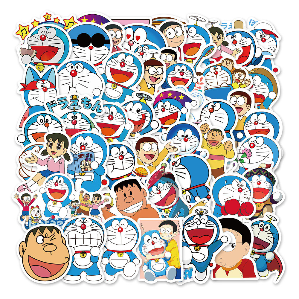 

50pcs Anime Doraemon Sticker Pack DIY Decoration Phone Case Kawaii Packaging Laptop Sticker Toys