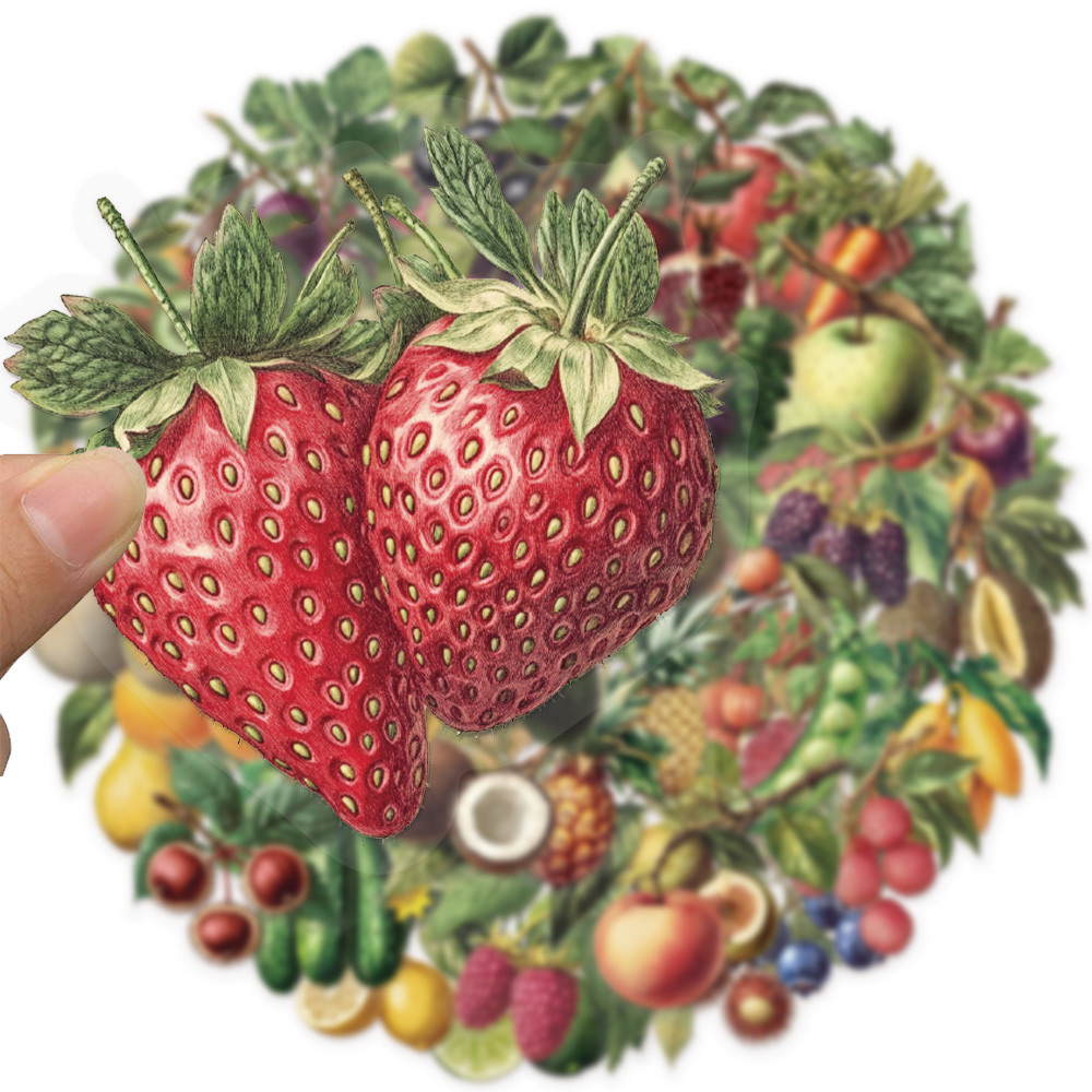 

50PCS Retro Fruit Graffiti Stickers Decoration DIY Skateboard Luggage Notebook Water Cup PET Waterproof Stickers