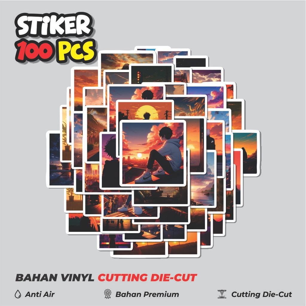 

Terbaru! 50 pcs Stiker Anime Guys Look at Sunset Dekorasi Lucu Kreatif untuk Notebook, Skateboard, HP