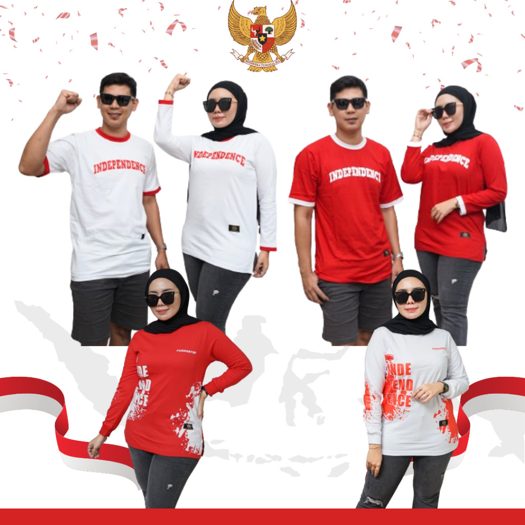 Baju Agustusan Murah / Tshirt Couple Merah Putih Edisi Agustusan / Baju Merah Putih Pria Wanita Terb