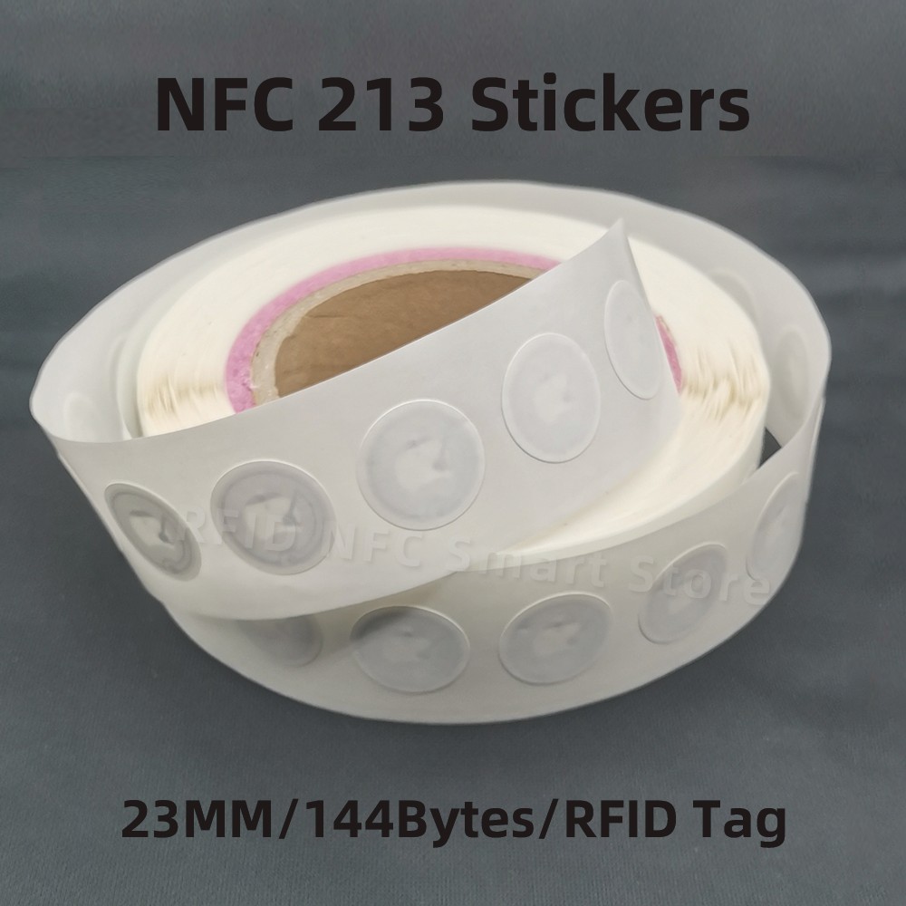 

50PCS/LOT 23mm White NFC Stickers Protocol ISO14443A13.56MHz NFC 213 Universal RFID Tags and All NFC Phones 213 144 Bytes Label