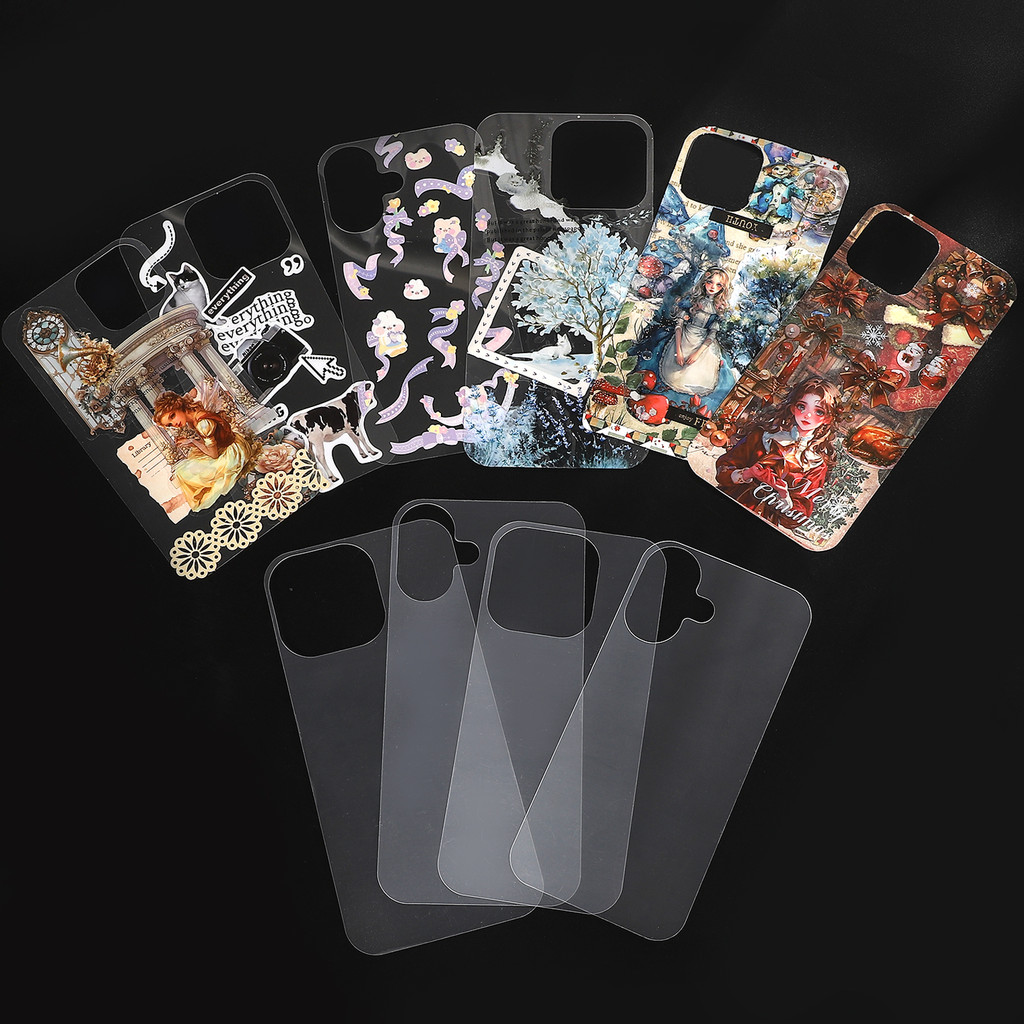 

JIANWU 10pcs/set Mobile Phone Case Transparent Back Card Creative DIY Journal Material Decor Stationery