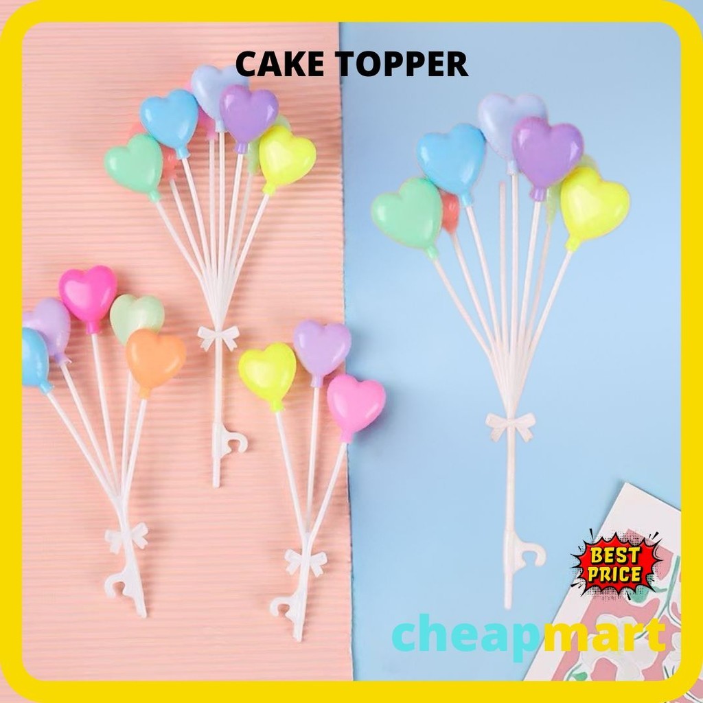 

[Min-3] [MODEL HATI] Hiasan atas kue Cake Top Ball Topper Kue Bentuk Hati Hiasan Dekorasi Kue Ulang Tahun