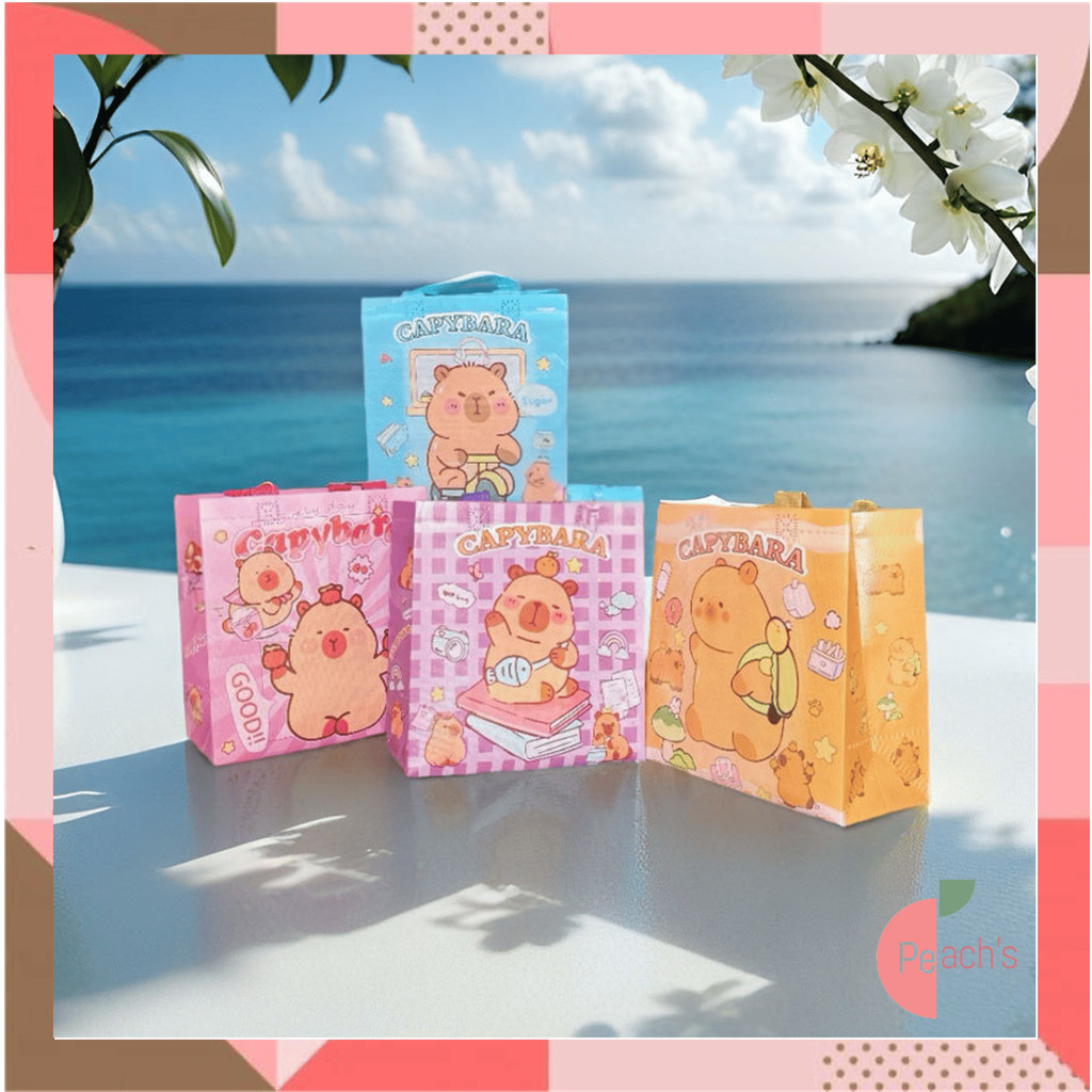 

PEACHs - T6680 Goodie Bag Capybara / Goodie Bag Souvenir / Tas Souvenir Karakter Lucu / Tas Hadiah Ulang Tahun / Tas Kado
