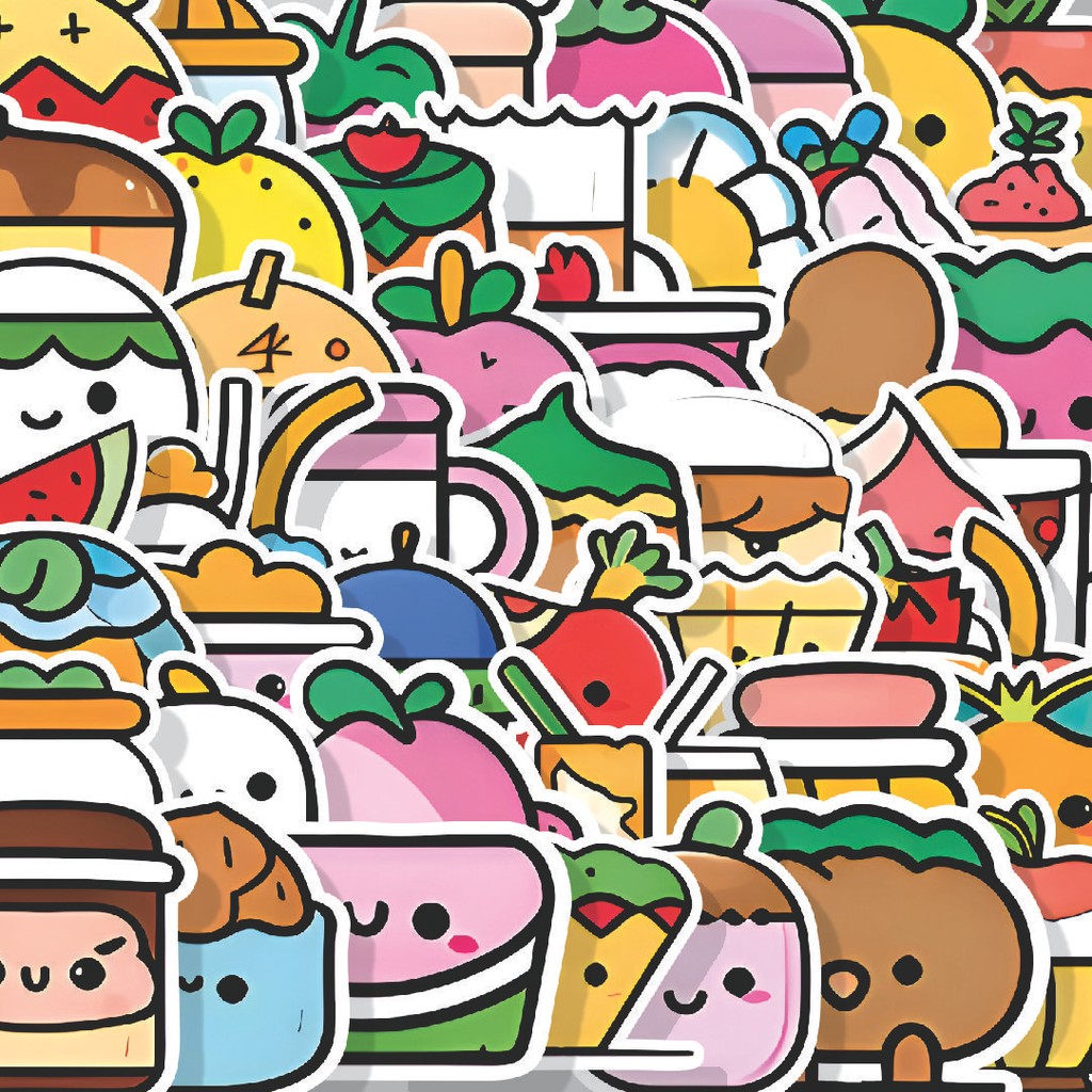 

Stiker Cutting Pack Stiker Cartoon Food Exquisite and Cute [Makanan Kartun Indah dan Lucu] Isi 100Pcs Series Aesthetic Lucu Keren Untuk Koper Bahan Vynil