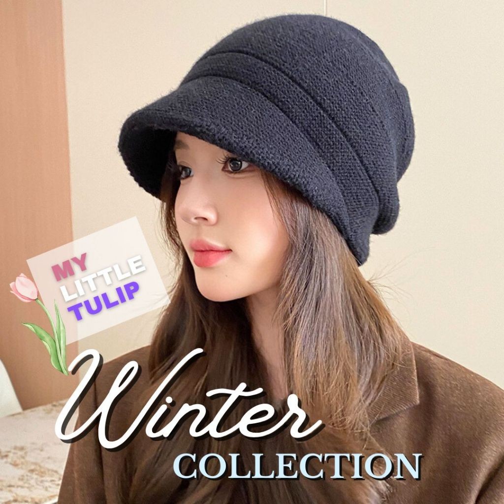 Topi Ciput Rajut Polos / Topi Kupluk Musim Dingin Wanita / Double Knitted Winter Hat / Topi Pet Cipu