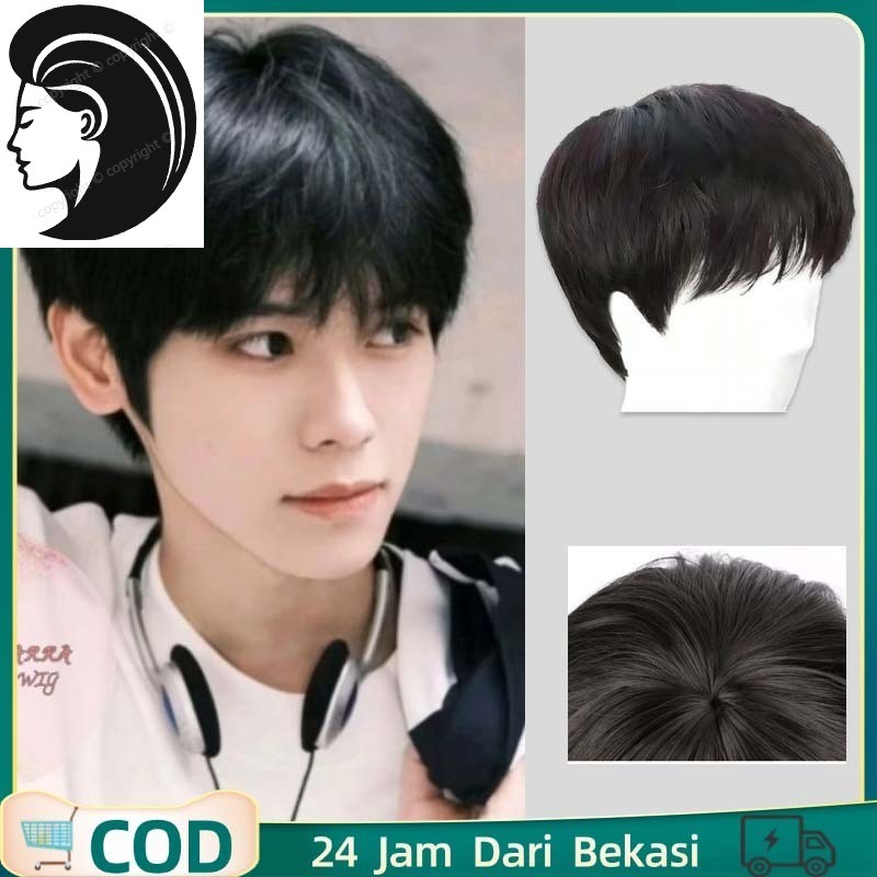 【Rambut nyata.】 Wig Pria Pendek / Wig Pendek Cowok / Wig Rambut Pria Pendek / Korea Rambut Palsu Pri
