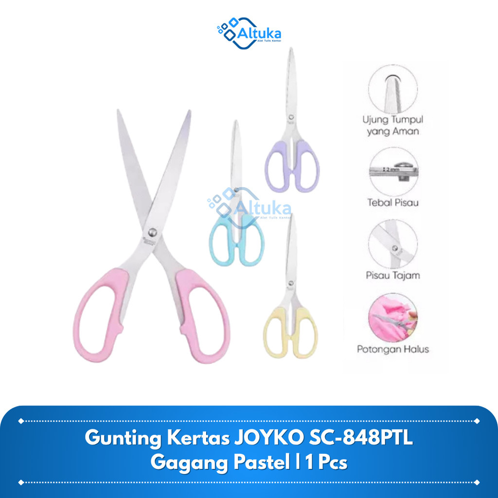 

(1 Pcs) Scissors / Gunting Kain Kardus Kertas Stainless Steel Merk JOYKO Gagang Warna Pastel SC-848PTL