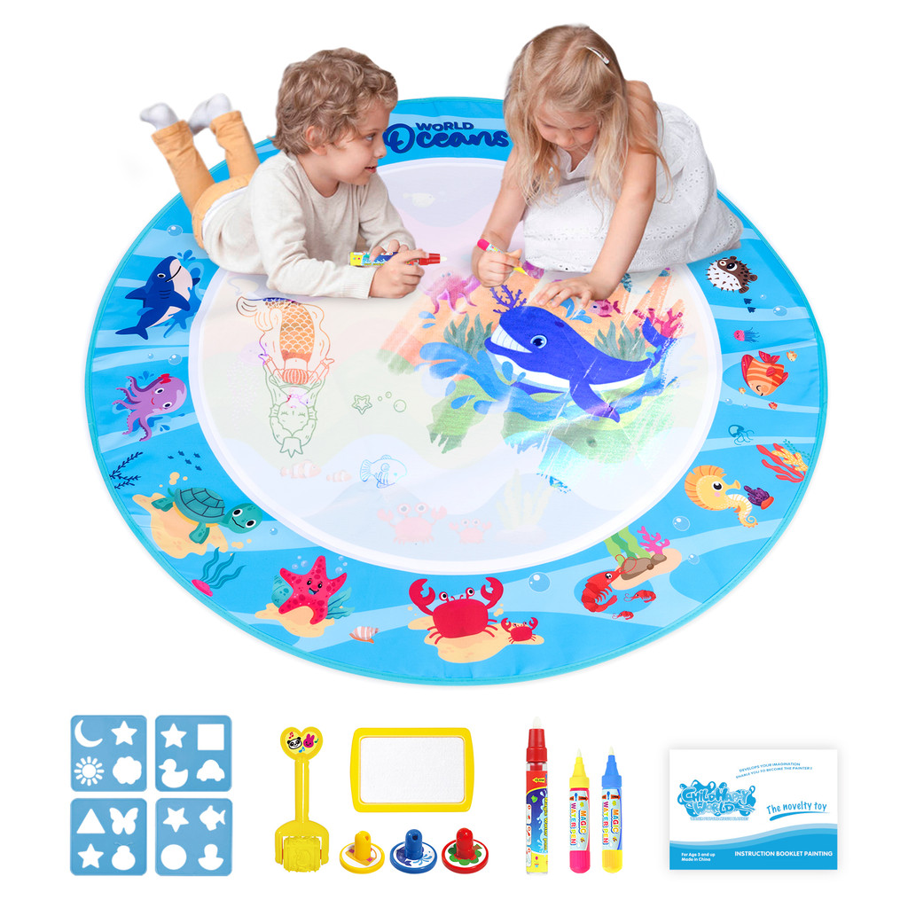 

Kids Magic Water Drawing Mat Coloring Doodle with Reusable Magic Pens Montessori Toys Painting Board Educational Toys Kids Gifts