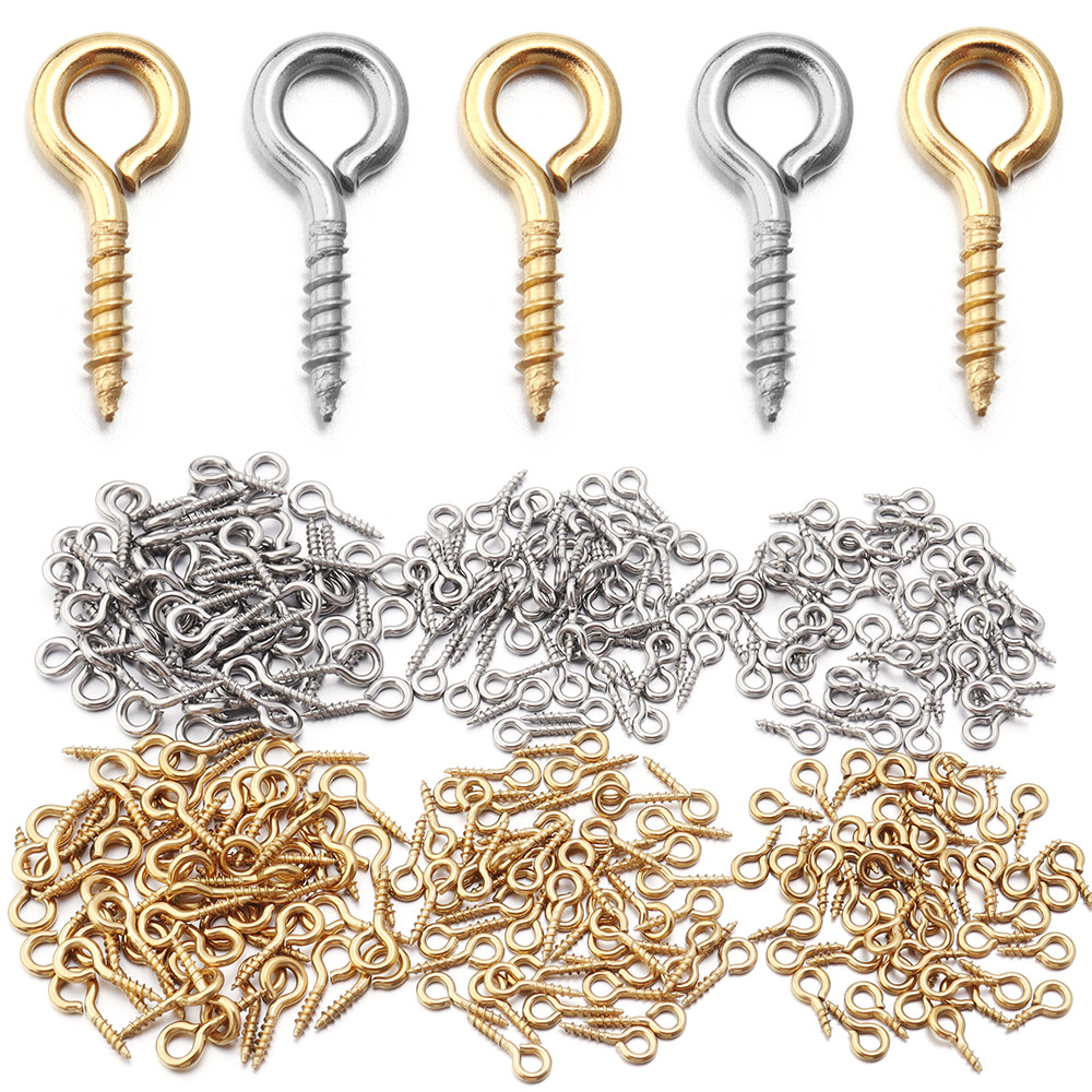 

20-50pcs/lot Stainless Steel Eyepin Keychain Hook Eye Pins Mini Screw Pendants DIY Threaded Pin Fitting DIY Jewelry Bracelet