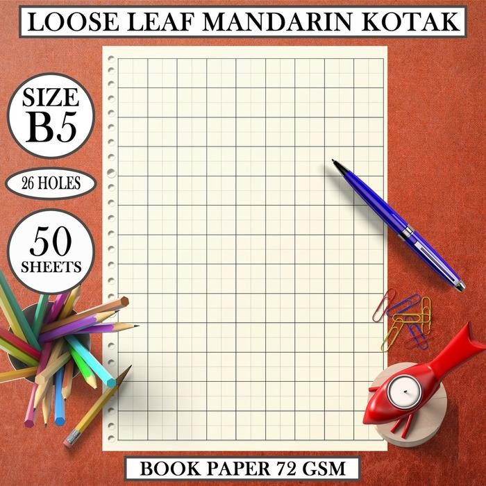notebook Isi Kertas File Binder B5 - Loose Leaf latihan menulis kanji hanzi Refill PINYIN KOTAK Mand