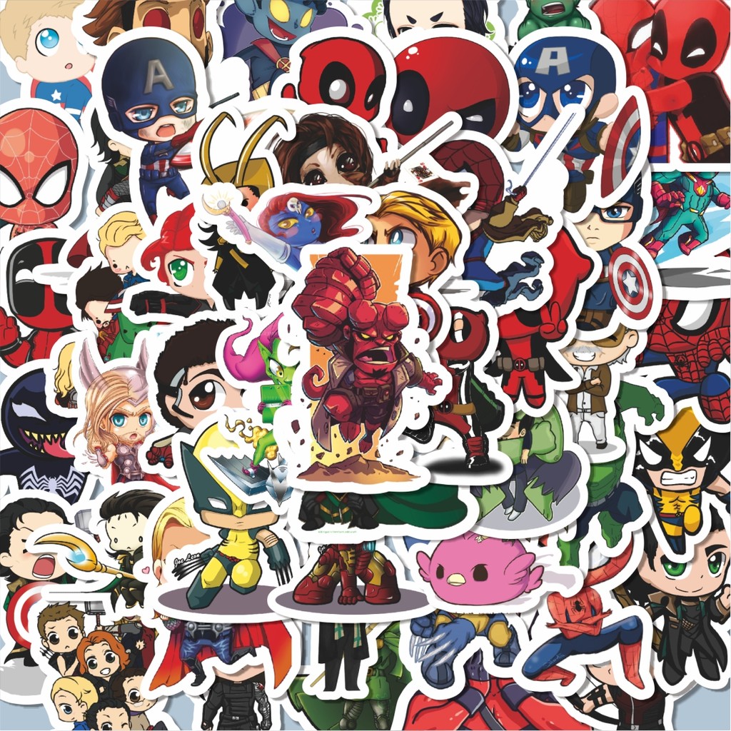 

100PCS Lucu Stiker Marvel Series Chibi Character Mix Stiker Aesthetic Stiker Anti Air Stikers Berperekat Waterproof sticker decal buat Motor Helm Buku Journal Koper Casing HP Laptop Botol Minum Hadiah anak