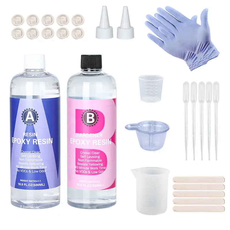 

Easy Mix 1:1 High Gloss Resin and Hard Crystal Clear Epoxy Resin Kit for Art Casting Resin Jewelry Projects DIY Tumbler Crafts