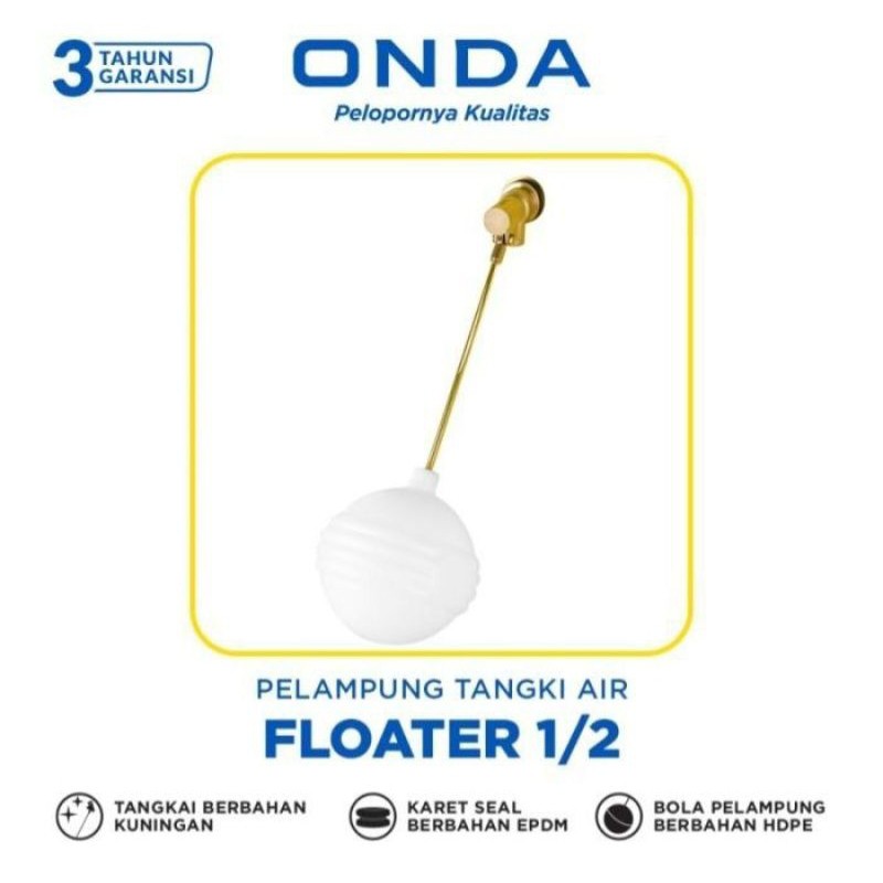 Pelampung Otomatis Kuningan Sensor Tangki/Toren 1/2" ONDA