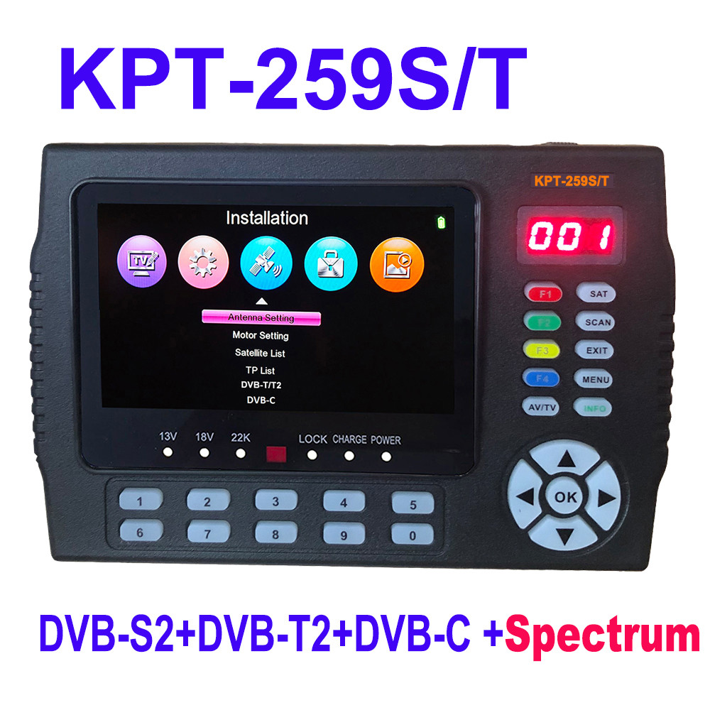 KPT-259ST Satellite Finder Dvb-s2 Dvb-t2 Dvb-c Finder Meter Satellite Tv Receiver Spectrum Analysis 