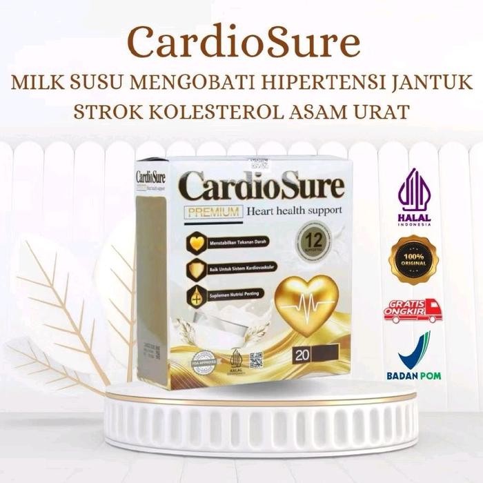 

2 BOX CARDIOSURE Premium ( 1 Box isi 12 Sachet ) Susu Obat Herbal Jantung Kolesterol Asam Urat BPOM Halal Menstabilkan Tekanan Darah & Mendetok Tubuh Herbal
