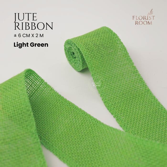 

TERLARIS!! Jute Ribbon ±6cm x 2 Meter - Pita Goni - Light Green