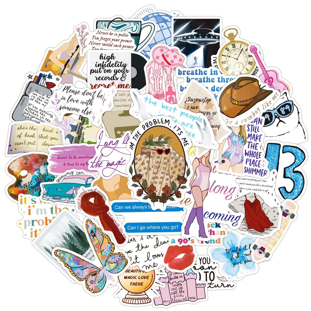 

50Pcs Hot Singer Hot Singer Taylor Alison Swift Folklore Stickers Laptop Luggage Guitar Skateboard Fridge Graffiti Sticker