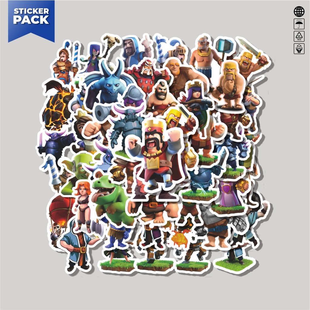 

[100PCS]Stiker Pack Stiker Clash Of Clans Game Video Series 2 Aesthetic Vinyl Anti Air Dekorasi Sticker Laptop Buku Journal Koper Helm Casing HP Gitar Helm Skateboard