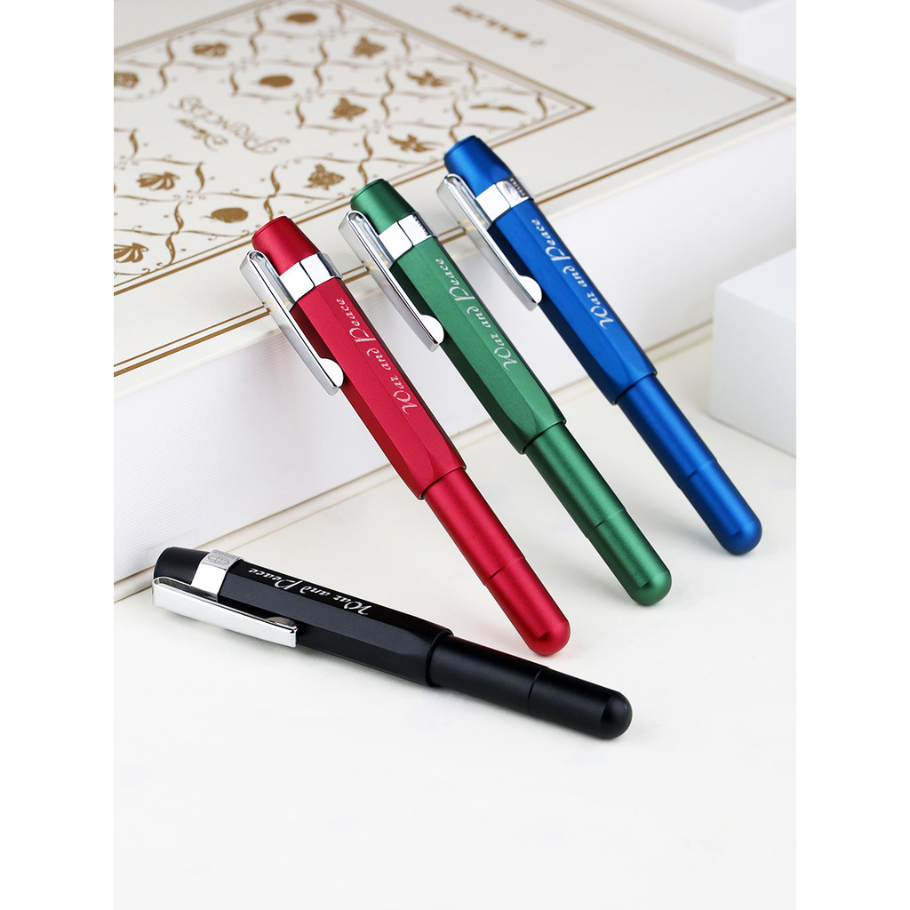 

MAJOHN Alpha Aluminum Alloy Travel Short Fountain Pen EF/F/Small Bent Nib Ink Pocket Pen School Office Stationery Supplies