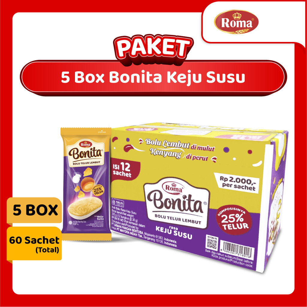 

Paket 5 Box Roma Bonita Keju Susu