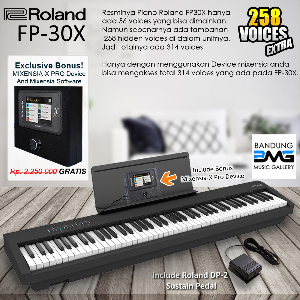 Roland FP-30X Bundle Hardware Mixensia-X /FP30X /FP 30 X Digital Piano