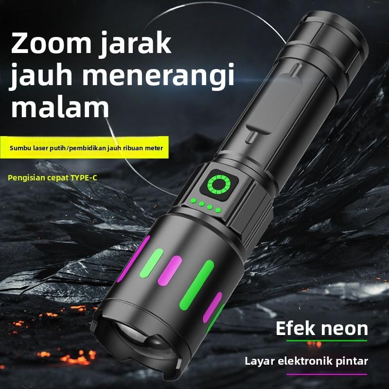 [Senter Laser] Jarak Jauh Super Terang｜Tahan Air & Patrol Senter laser super terang, tahan air & coc