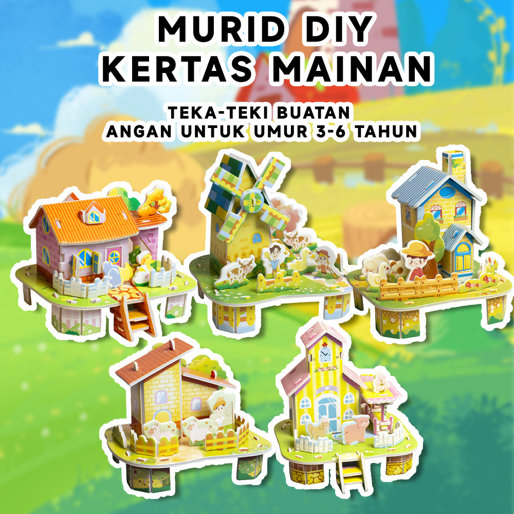 3D Puzzle Paper House / DIY Puzzle Paper House / Mainan Edukasi Puzzle Anak / 3D Paper House
