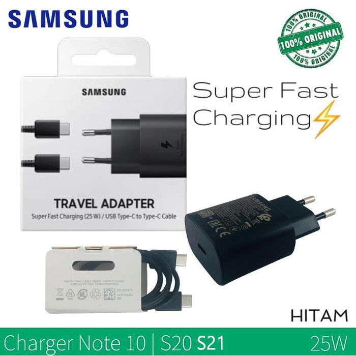 PROMO NEW Fast Charging 25W Samsung Note 10 hp Galaxy 10+ A70 A80 Original 2 - Hitam
