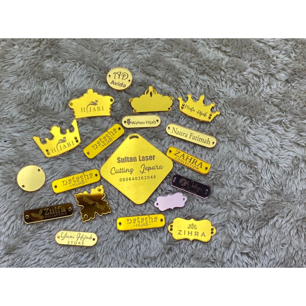 

Label Akrilik Branding Hijab Gamis Custom Cutting
