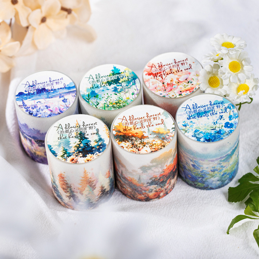 

[Gongjin] Roll A Flower Forest AFF PET Tape Glitter Nature Alam Pemandangan Scenery Sticker Stiker