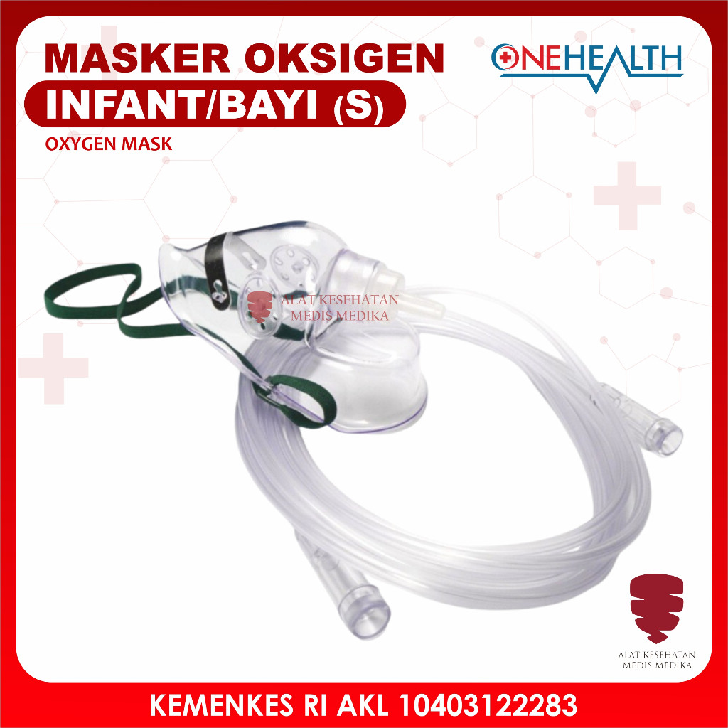 Masker Oksigen Bayi OneHealth Oxygen Mask S Infant Baby Selang Sungkup Penapasan O2