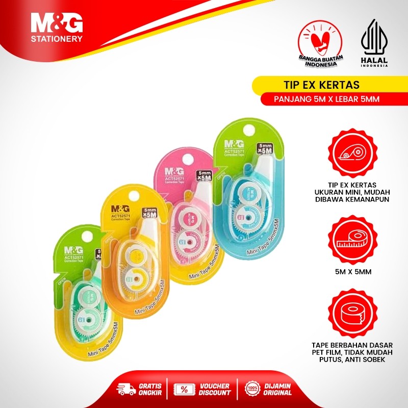 

M&G Mini Correction Tape Karakter Lucu Tip Ex Kertas Stipo Roll Pita Koreksi Tipe X Panjang 5m x Lebar 5mm Tidak Gampang Putus dan Macet Nyaman Digunakan Ukuran kecil