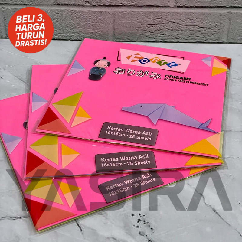 

SATU PACK 25 LEMBAR Origami Kertas Lipat Kerajinan Anak Forte 16 x 16