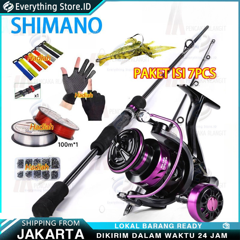 satu set reel pancing Reel Pancing Murah Kuat Power 1.65M/1.8M/2.1M Joran Pancing Reel Pancing Reel 