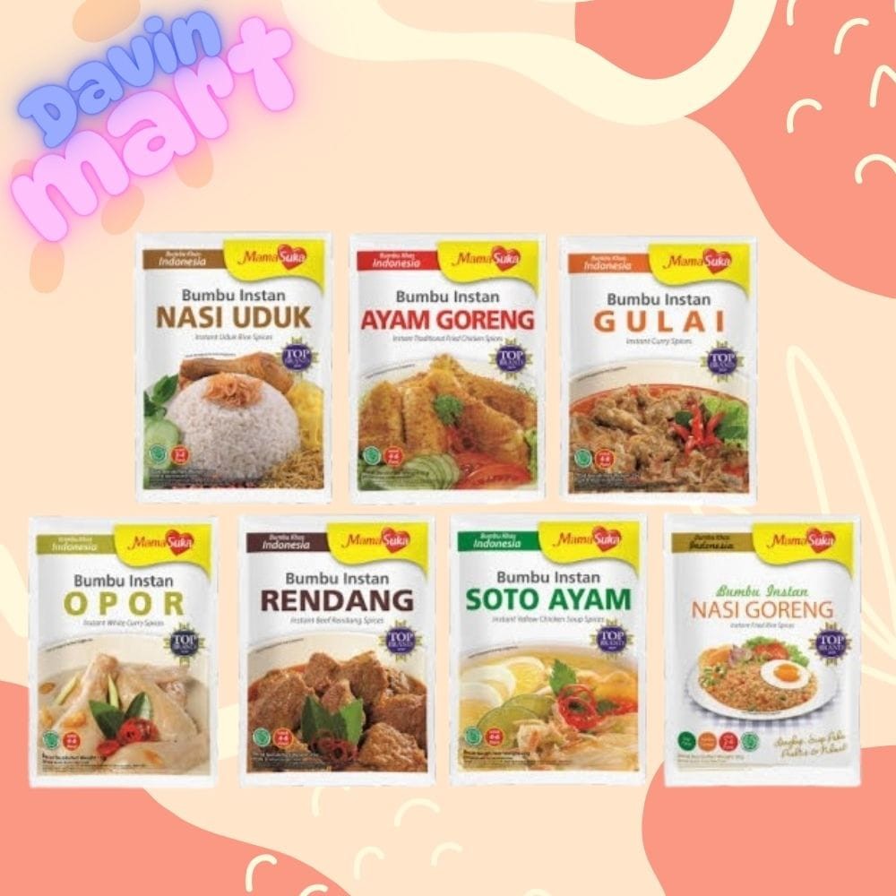 

Mamasuka Bumbu Instan Bubuk Nasi Goreng, Ayam Goreng, Opor, Rendang, Nasi Uduk Soto Ayam, Gule
