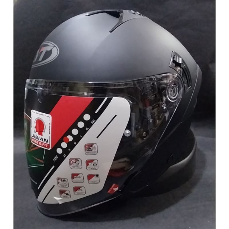 HELM KYT NFJ SOLID-HELM KYT HALF FACE DOUBLE VISOR