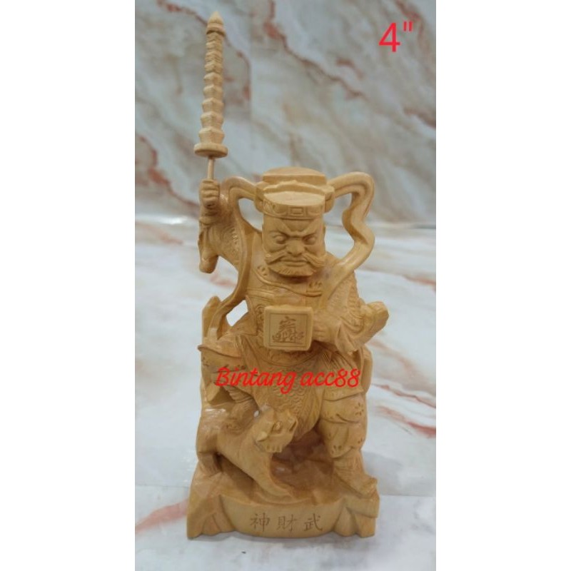 patung dewa han tan kong / tio guen suei - kayu - 4inch