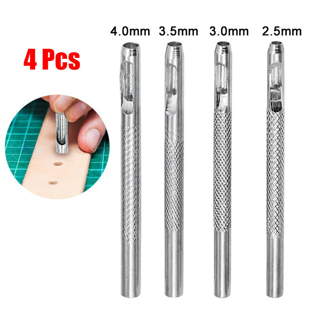 

4 Pcs Belt Hole Punchers Hollow DIY Tools 2.5 3 3.5 4mm 4 Pieces Belt Hole Puncher Hand Tools High Quality Silver Watch Band