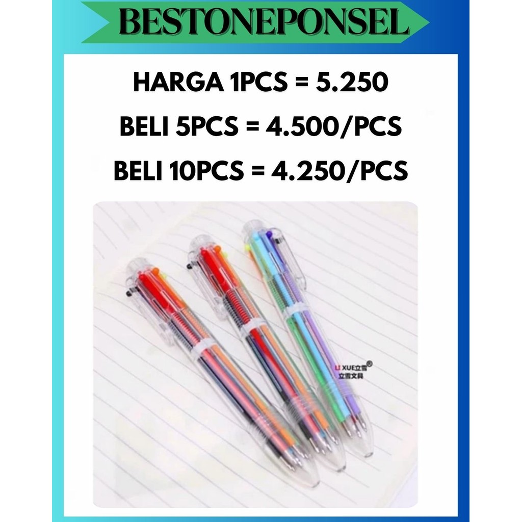 

BOP PULPEN 6 WARNA ISI TINTA 6IN1 PENA 0.5MM / BALLPOINT PERLENGKAPAN MENULIS MULTICOLOR PEN