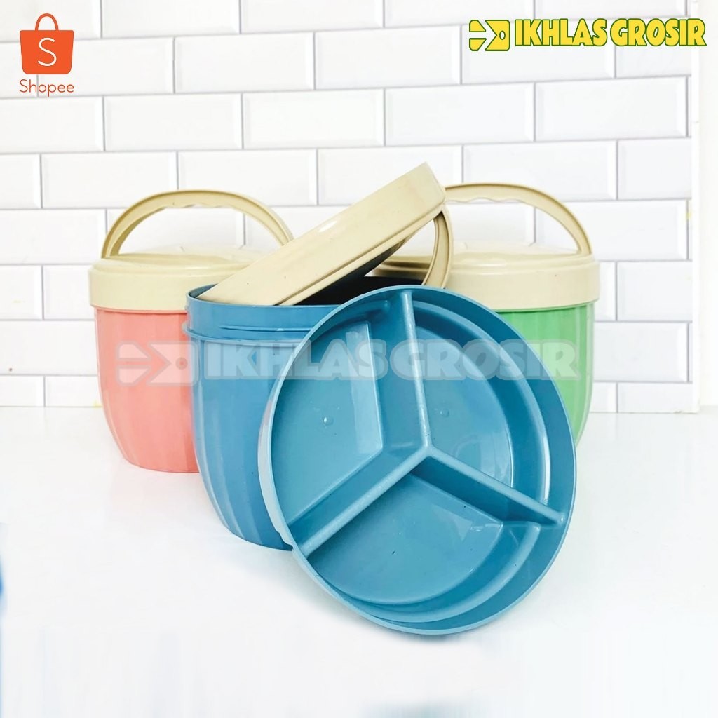 12 PCS Rantang Sekat Bekal Mini / Wadah Hajatan Unik / Rantang Nasi Plastik By Sunrise Homeware