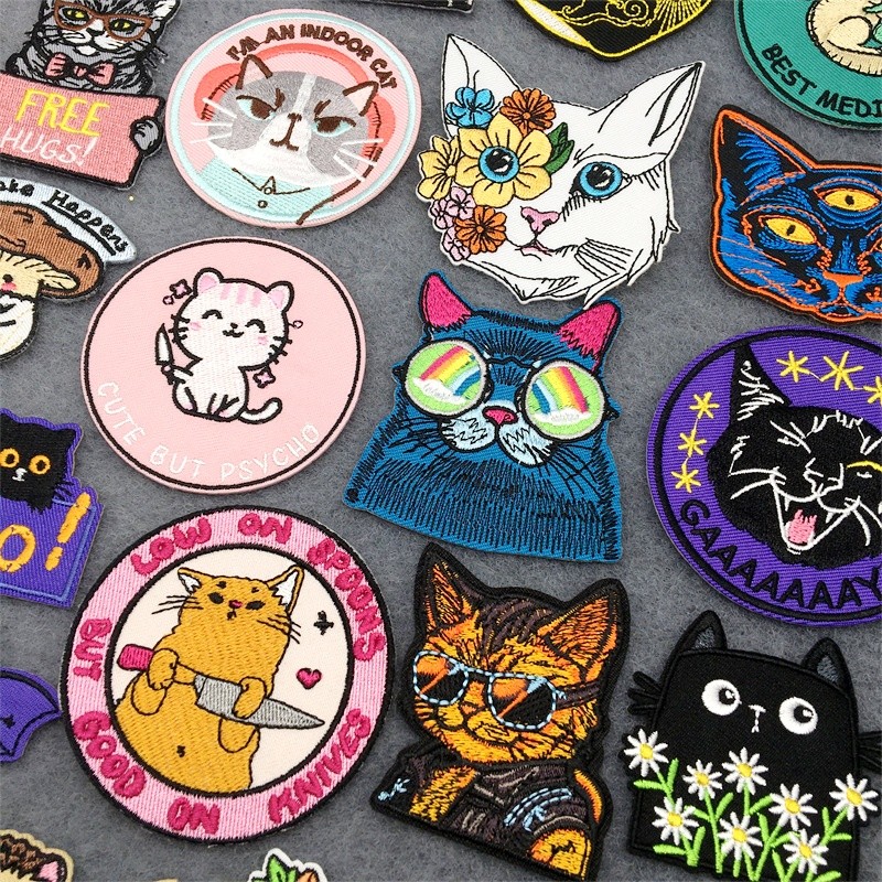 

Cat Face Embroidered Patch Cartoon Animal Patch Iron On Patches For Clothing Thermoadhesive Patches On Clothes Sewing Stickers