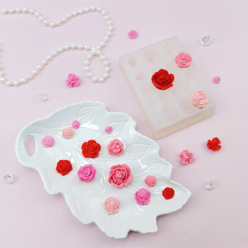 

Flowers Silicone Mold Flower Resin Phone Case Head Rope Hair Card Jewelry Accessories Mold Flower Chocolate Cake Silicone Mold
