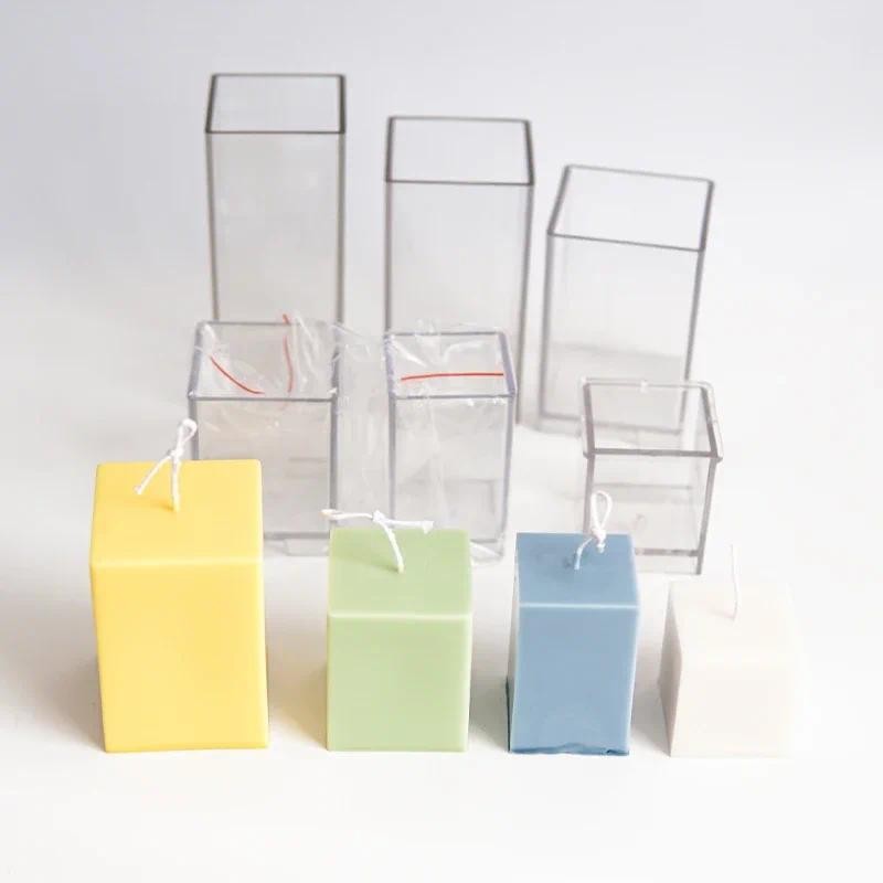 

3D Square Column Candle Mould Handmade Candle Making Molds Wholesale Diy Acrylic Plastic Mold Kit Household Candle Casting