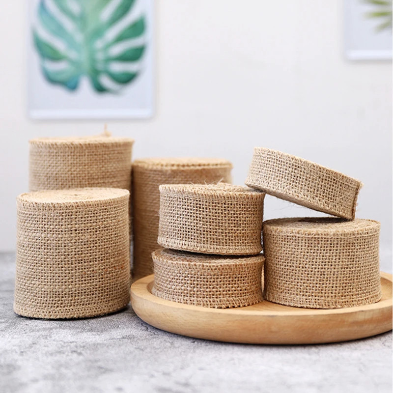 

Natural Jute Burlap 5M/Roll Hessian Ribbon for Vintage Rustic Wedding Decoration Ornament Festival Gift Party DIY Craft Supplies