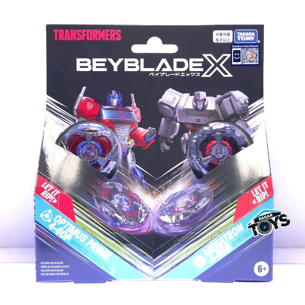 Beyblade X Transformers Collaboration Optimus Prime 4-60P vs Megatron 4-80B Multipack Set BeybladeX 