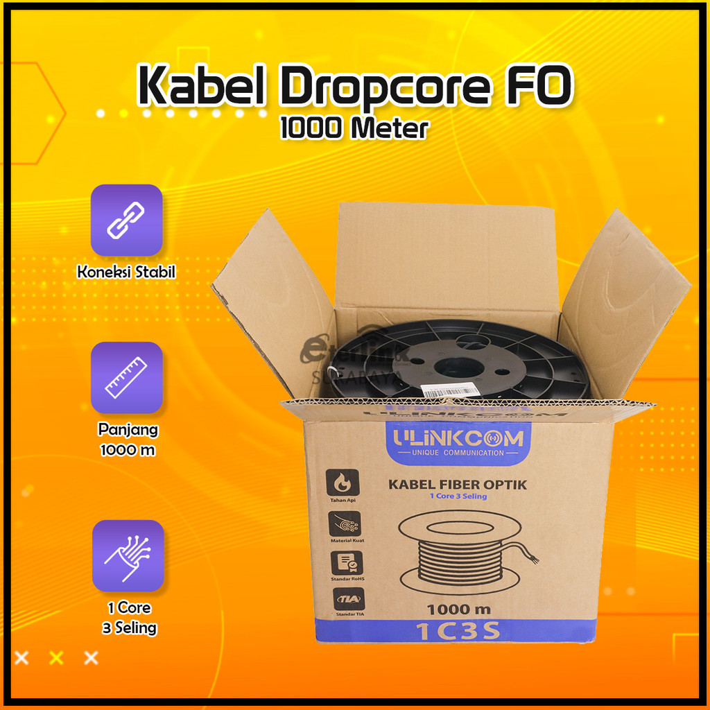 Kabel Fiber Optik 1000M 3 Seling 1 Core Kabel FO Dropcore